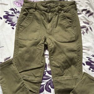 American Eagle Outfitters Olive Hi-rise Cropped Jeans